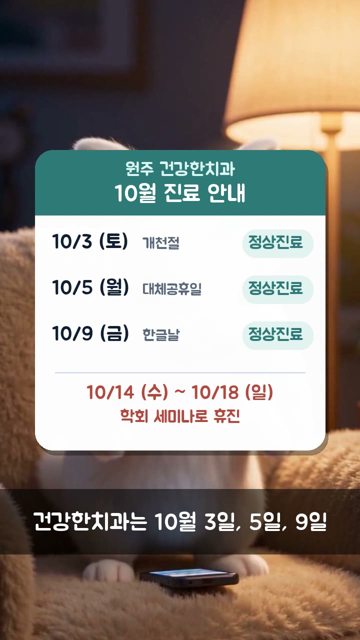 10월 진료 안내를 보고 신난 건치
