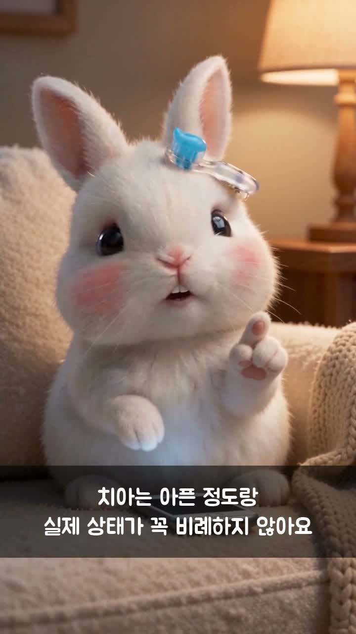 손가락을 들고 설명하는 건치