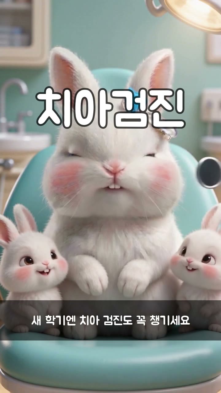 치아검진을 마친 건치와 아기 건치들